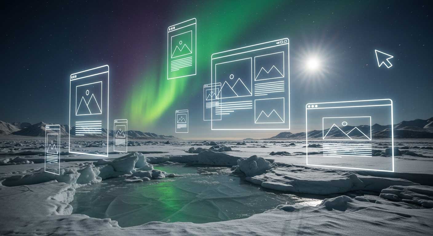 Alaskan northern lights with websites